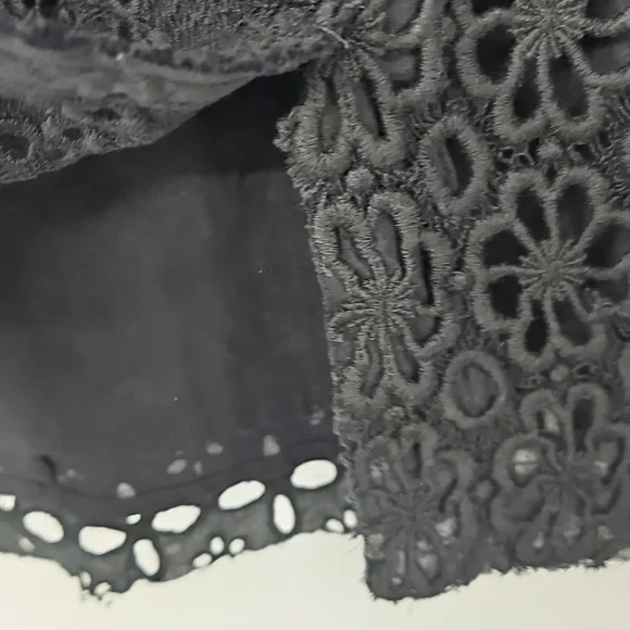 Free People Noir Black Eyelet 2-Piece Party Outfit Mini Skirt & Bralette Top Y2K - Picture 7 of 15